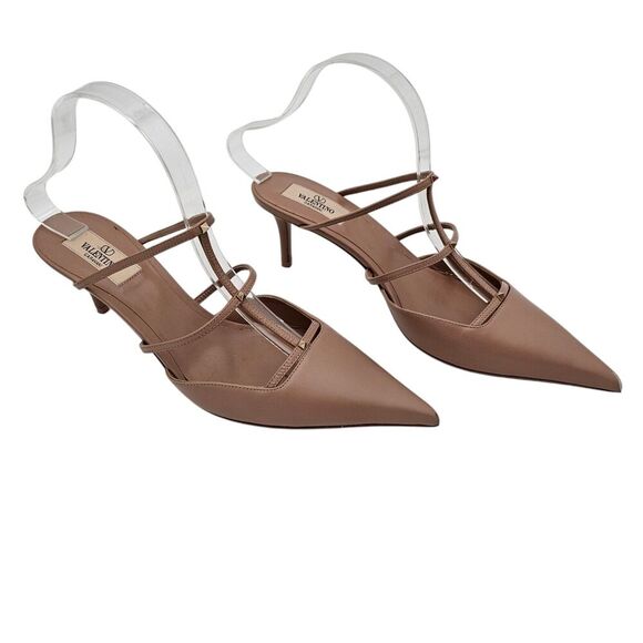 Valentino Garavani Rockstud Wispy Calfskin Mule Size 38.5 US 8.5 Nude Tan - Picture 1 of 10